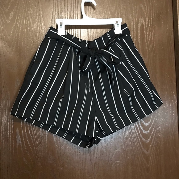 black and white striped shorts